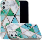 Voor iPhone 12 mini Plating Marble Pattern Soft TPU beschermhoes (groen wit)