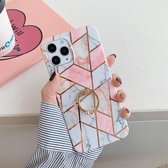 Plating Marble Pattern Soft TPU beschermhoes met ringhouder voor iPhone 12 mini (onregelmatig)