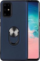 Voor Samsung Galaxy Note20 Ultra schokbestendige pc + TPU beschermhoes met 360 graden roterende onzichtbare houder (donkerblauw)