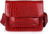 Yoonz - Crossbody Tas - Flap Met Magneetsluiting - Afneembaar En Verstelbaar Hengsel - Glimmende Croco Print - Rood