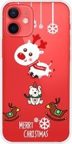 Christmas Series Clear TPU beschermhoes voor iPhone 12 mini (Trojan Bear Deer)