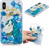 Voor iPhone XR 3D-patroon Transparant TPU-hoesje (Blueflower Unicorn)