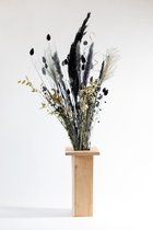 Droogbloemen | Boeket Zwart -Dried Flowers Black - INCLUSIEF HOUTEN VAAS- Droogbloemen in vaas- DROOGBLOEMEN.ONLINE