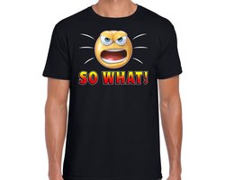 Funny emoticon t-shirt So what zwart voor heren - Fun / cadeau shirt XL