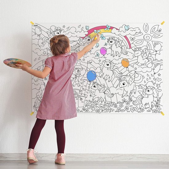 Coloriage Giant XXL avec licorne pour Enfants - Grand livre de coloriage avec Unicorn pour Filles, Garçons et Adultes - Poster à colorier 980x680 mm - LICORNES