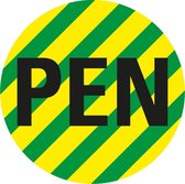 Beschermende PEN geleider sticker, vel, groen geel 20 mm - 20 per vel