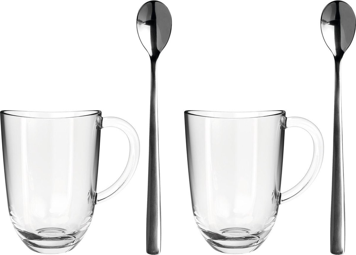 Leonardo Napoli Latte machiatto glas en lepels Napoli - 4 delig