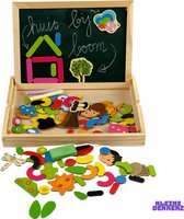 Kleine Denkerz Magnetische Houten Puzzel - Educatief Speelgoed - Houten Krijtbord - Dubbel Bord