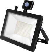 LED Bouwlamp 100 Watt met Sensor - LED Schijnwerper - Igory Stado - Natuurlijk Wit 4000K - Waterdicht IP65 - Mat Zwart - Aluminium