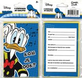 12 Uitnodigingskaartjes met envelop - Donald Duck - "Kom je ook?" - 9 x 13.5 cm