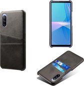 Sony Xperia 10 III hoesje - MobyDefend Lederen Backcover Met Vakjes Voor Pasjes - Zwart - GSM Hoesje - Telefoonhoesje Geschikt Voor: Sony Xperia 10 III