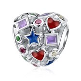 Zilveren Bedel Future Hart| Bedel Multi | Sieraad Kleurig | Bead DIY | Heart Shape | Sterling zilver 925| Geef een sieraad cadeau | Bedels Beads | Past op je Pandora armband | Romystones