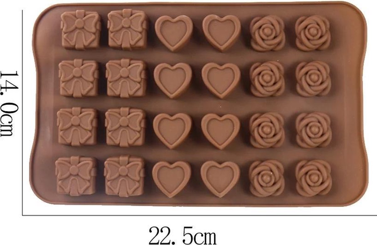 Siliconen chocolade vorm assortiment hart - bloem - cadeau
