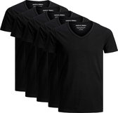 Jack en Jones – T Shirt heren – 5 pack - Basic – XL – V hals - Zwart – T Shirt heren Jack en Jones – T Shirt heren XL