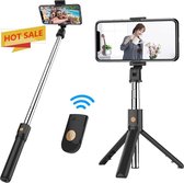 ZORIX®-Selfiestick, 4-in-1 Bluetooth selfiestick, statief en telefoonstandaard, 360 graden draaibare houder met afneembare afstandsbediening voor kleine camera's als GoPro en compatibel met i