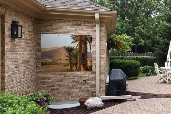 Affiche jardin palmiers marocains et dunes à Merzouga près de l'Erg Chebbi - 120x90 cm