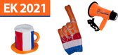 EK Voetbal Pakket 2020/2021 Nederland - Bierhoed - Opblaasbare Hand - Megafoon - Toeter -  Oranje Leeuwen Supporter