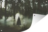 Muurdecoratie Spookachtige heks in het bos - 180x120 cm - Tuinposter - Tuindoek - Buitenposter