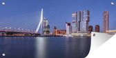 Wanddecoratie buiten Erasmus - Brug - Rotterdam - Water - 160x80 cm - Tuindoek - Buitenposter