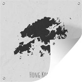 Tuinposters Een zwart-wit illustratie van de kaart van Hong Kong - 50x50 cm - Tuindoek - Buitenposter