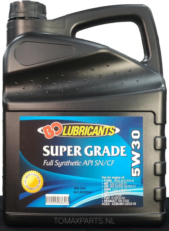 BO Motor-Oil 5W30 Super Grade Full Synthetic API SN/CF 5 liter | bol