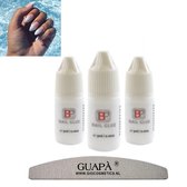 GUAPÀ® Nagellijm voor Nagel Tips | Plaknagels | Nepnagels & Nail Art | Nail Glue 3 x 3 gr