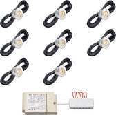 LED terrasoverkapping inbouwspot Aragon inclusief trafo - i.c.m. Somfy RTS / veranda / carport / serre / LED buitenverlichting / 3W / dimbaar / warmwit - set van 8 stuks