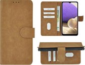 Hoesje Samsung Galaxy A22 5G - 5G - Bookcase - Pu Leder Wallet Book Case Bruin Cover