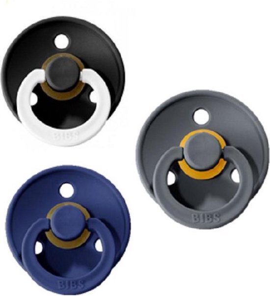 Bibs fopspeen maat 1 06 maanden 3 stuks Glow in the Dark Black