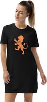 EK2021 Jurkje - T Shirt Model - Oranje - EK Jurk - EK Dames Kleding - Zwart met Leeuw - Maat XS