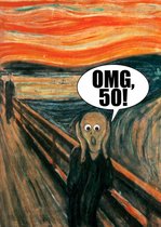Grappige verjaardagskaart 50 jaar - set van 8 dezelfde ansichtkaarten - "OMG 50!" Schreeuw van Munch