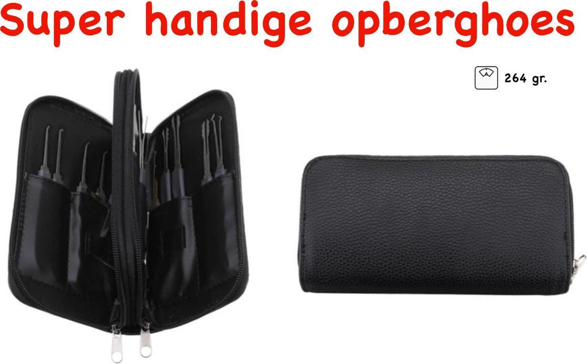 34 delige lockpick set voor beginners en gevorderden met 2x oefenslot een opberghoes en opberg doosjes - lockpicking set - survival kit - gereedschapset - vaderdag cadeau - doorzichtig slot transparant — cadeau in Hobby - foto 4