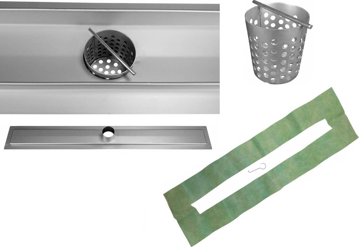 CityLine douchegoot RVS 160cm Onderuitloop Standaard rooster