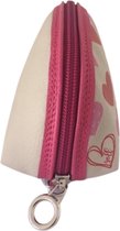 OfeliaT - Hearts Collection - Mini Clutch / Make-up tasje -  Italiaans leer - creme/rood/roze