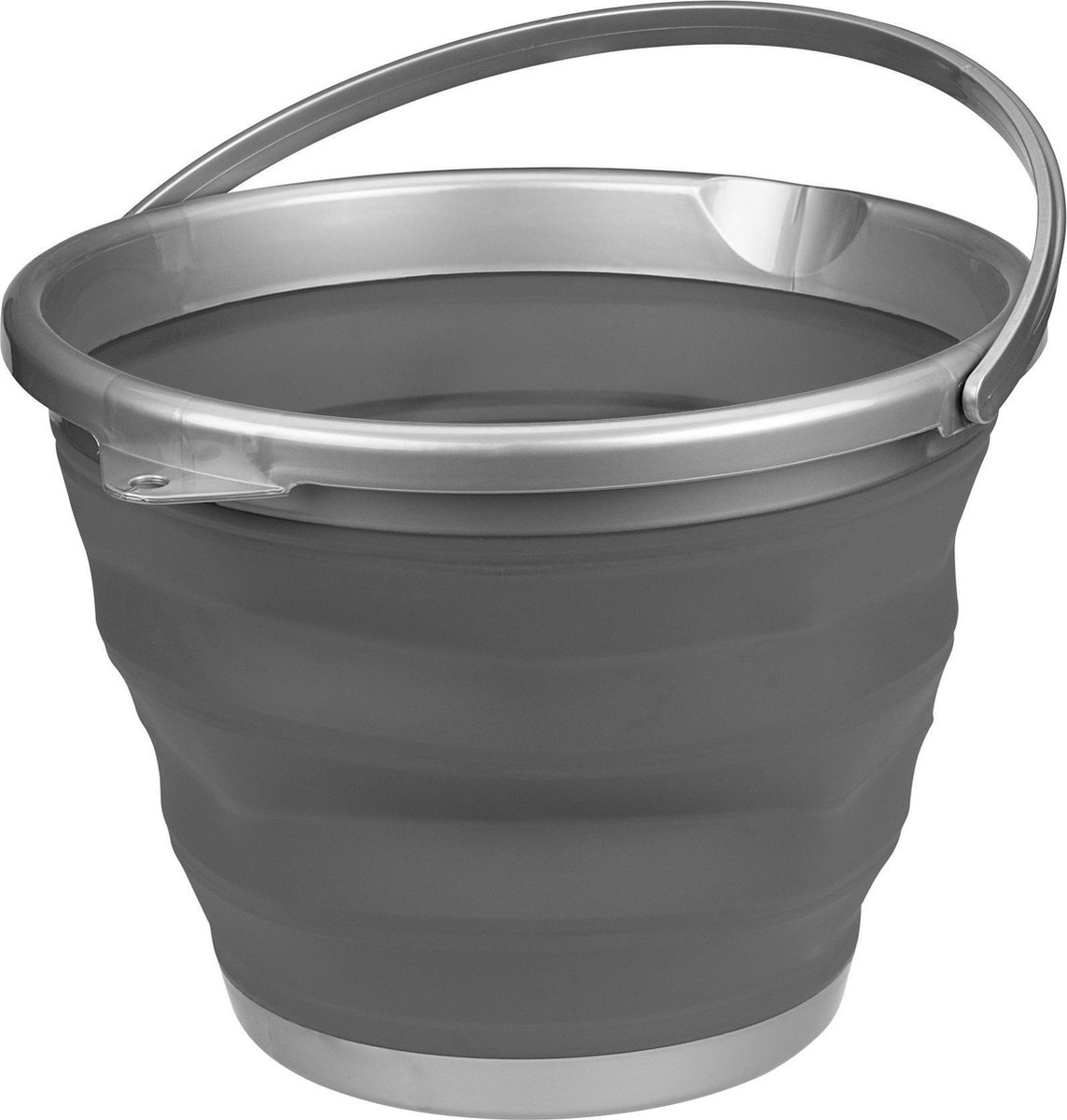 Abbey Camp Opvouwbare Emmer - 10 Liter - Grijs/Antraciet - Met Handvat - Compact Opvouwbaar