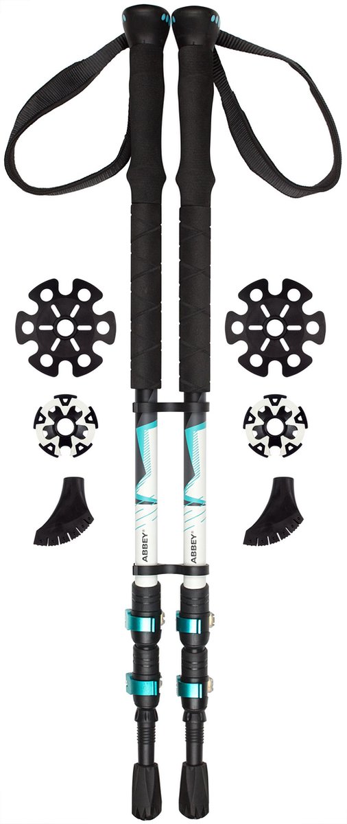 Abbey Camp Wandelstokken Telescopisch Verstelbaar - Takezi - Set - Zwart/Mint