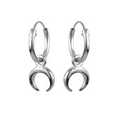 Zilveren oorbellen | Oorring met hanger | Zilveren oorringen, halve maan