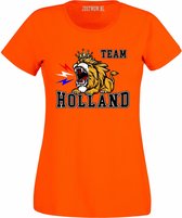 EK voetbal 2021 oranje shirt dames maat S - Oranje T-shirt - EK 2021 voetbal - Leeuw Team Holland