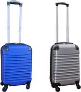Travelerz kofferset 2 delige ABS handbagage koffers - met cijferslot - 27 liter - blauw - zilver