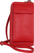 AmbraModa GLX21 - Italiaanse portemonnee telefoontasje schoudertas clutch bag gemaakt van echt leer. Rood