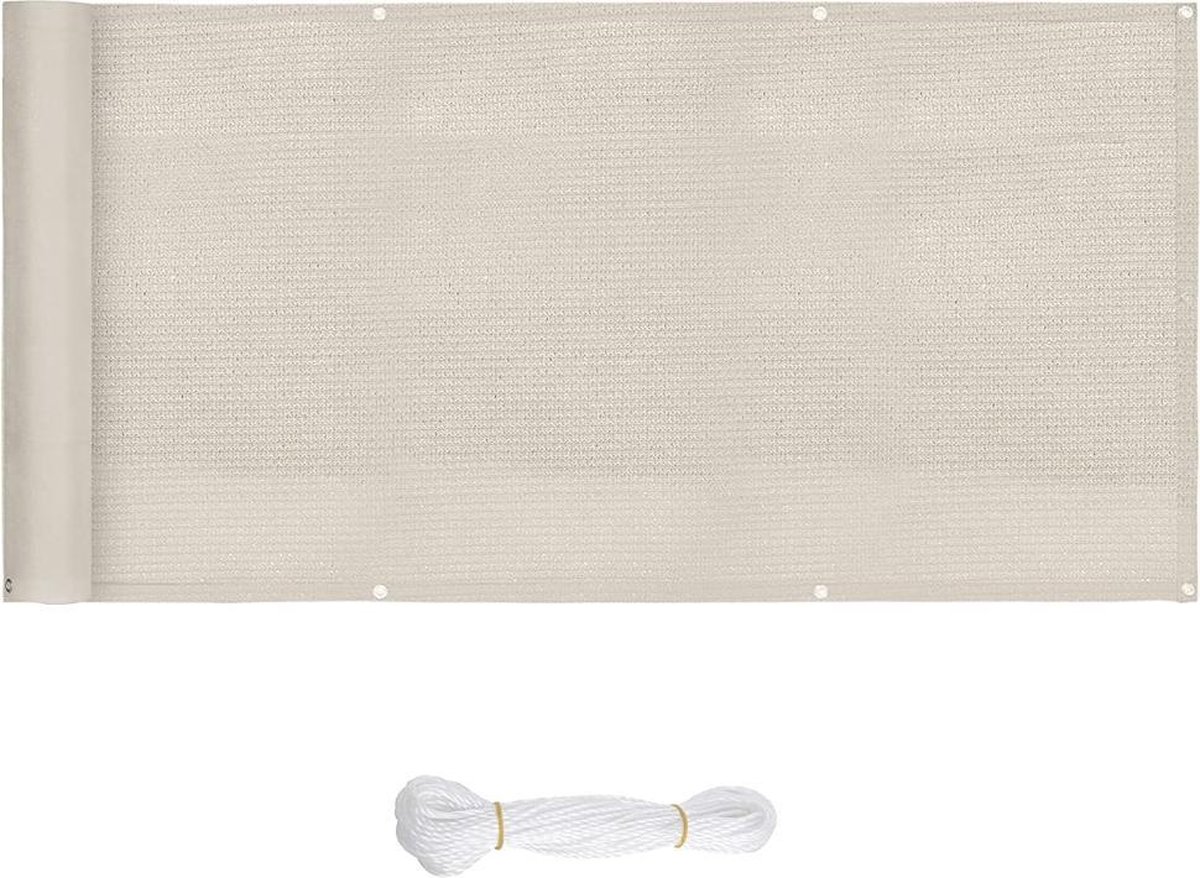 Écran Intimité Balcon 0.9x5m PEHD 200g/m² Anthracite – 95% Bloc UV, Avec Câbles Et Corde