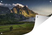 Tuindecoratie Wolken boven het landschap van de Lofoten - 60x40 cm - Tuinposter - Tuindoek - Buitenposter