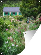 Tuinschilderij Pad naar boerderij met de deurtjes in de tuin van Monet in Frankrijk - 60x80 cm - Tuinposter - Tuindoek - Buitenposter
