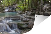 Tuinposters buiten Watervallen in het Aziatische Nationaal park Erawan - 90x60 cm - Tuindoek - Buitenposter