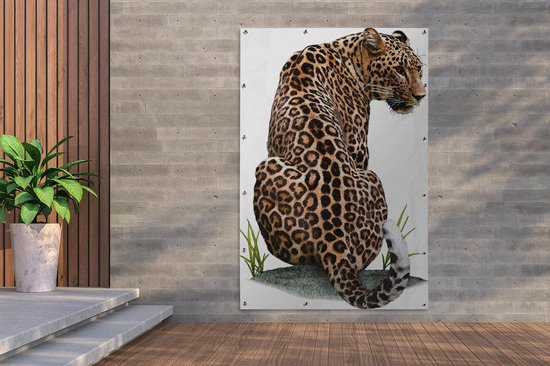 Une illustration d'un poster de jardin léopard assis 120x180 cm - Toile de  jardin /... | bol.com