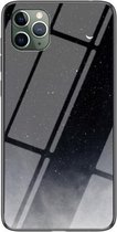 Sterrenhemel geschilderd gehard glas TPU schokbestendig beschermhoes voor iPhone 12 Pro Max (Starry Sky Crescent)