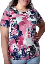 Damesblouse - Top - korte mouwen - Zomer - bloemmotief - Maat 3XL