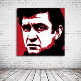 Pop Art Johnny Cash Canvas - 100 x 100 cm - Canvasprint - Op dennenhouten kader - Geprint Schilderij - Popart Wanddecoratie