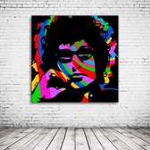 Bob Dylan Pop Art Canvas - 90 x 90 cm - Canvasprint - Op dennenhouten kader - Geprint Schilderij - Popart Wanddecoratie