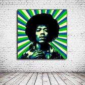 Jimi Hendrix Pop Art Acrylglas - 100 x 100 cm op Acrylaat glas + Inox Spacers / RVS afstandhouders - Popart Wanddecoratie